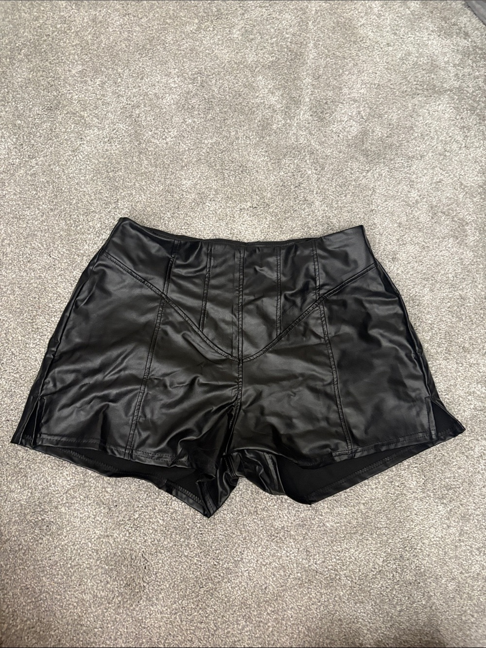 Black Faux Leather Women’s Shorts